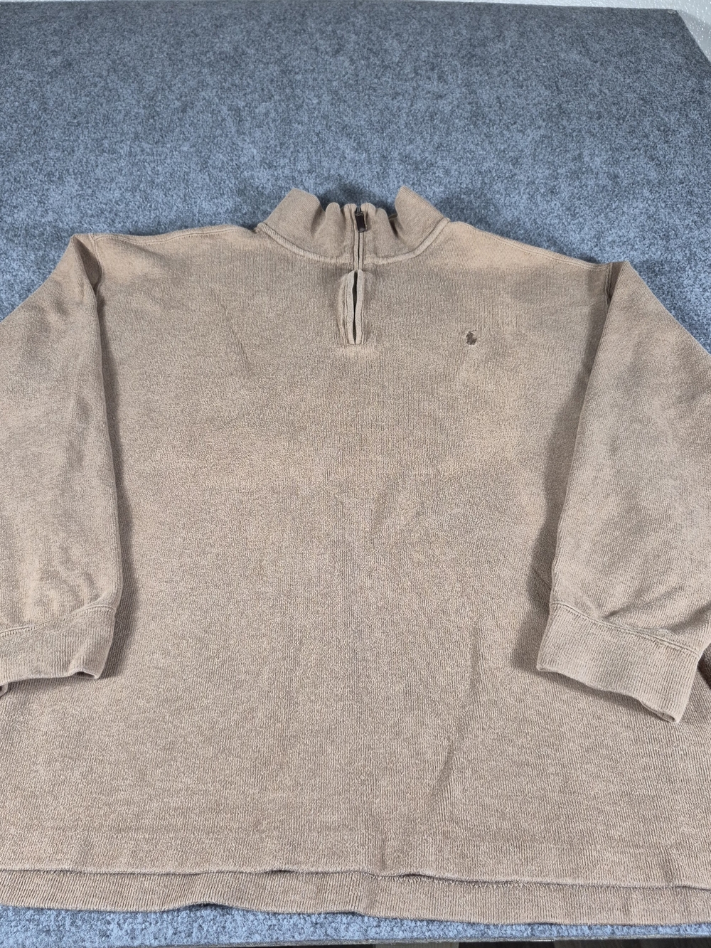 Ralph Lauren Men's TALL Pullover SWEATER Tan-in-Color Size 2XLT 1/4 Zip UP